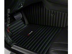 Single Layer Stripe Front and Rear Floor Mats; Full Black (21-26 Mustang Mach-E)