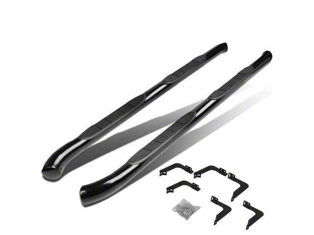 3-Inch Round Side Step Bars; Black (05-21 Frontier King Cab)