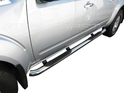 3-Inch Round Side Step Bars; Stainless Steel (05-24 Frontier Crew Cab)