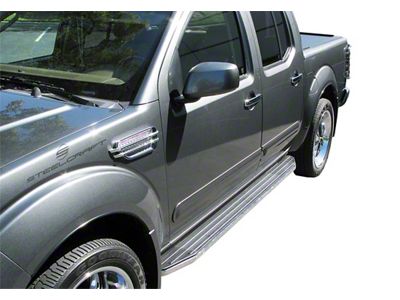 STX100 Running Boards; Black with Stainless Steel Trim (05-24 Frontier Crew Cab)