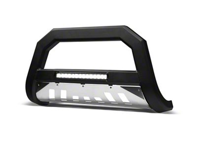 Armordillo AR Series Bull Bar with Aluminum Skid Plate and LED Light Bar; Matte Black (22-24 Frontier)