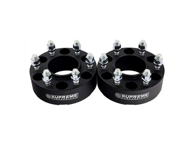 Supreme Suspensions 2-Inch Pro Billet Hub Centric Wheel Spacers; Black; Set of Two (05-24 Frontier)
