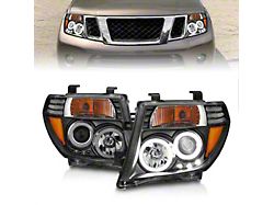 RX Halo Projector Headlights; Black Housing; Clear Lens (05-08 Frontier)