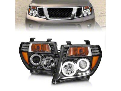 RX Halo Projector Headlights; Black Housing; Clear Lens (05-08 Frontier)