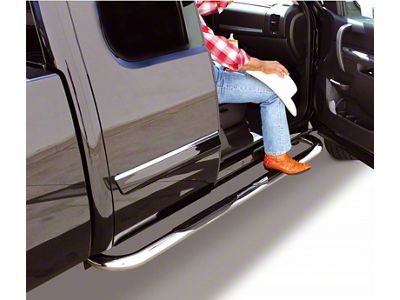 Go Rhino 3-Inch 4000 Series Cab Length Side Step Bars; Polished (05-14 Frontier Crew Cab)
