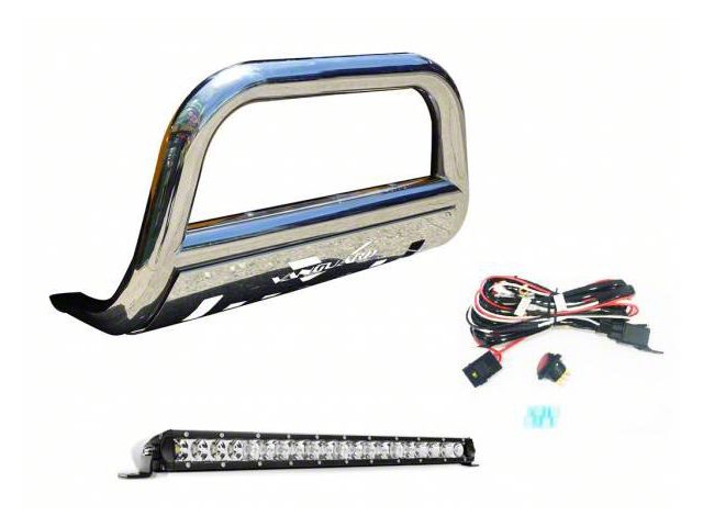 Bull Bar with 20-Inch LED Light Bar; Stainless Steel (05-24 Frontier)