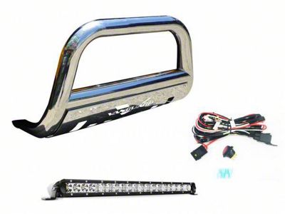 Bull Bar with 20-Inch LED Light Bar; Stainless Steel (05-24 Frontier)