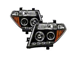 Signature Series LED Halo Projector Headlights; Black Housing; Clear Lens (05-08 Frontier)