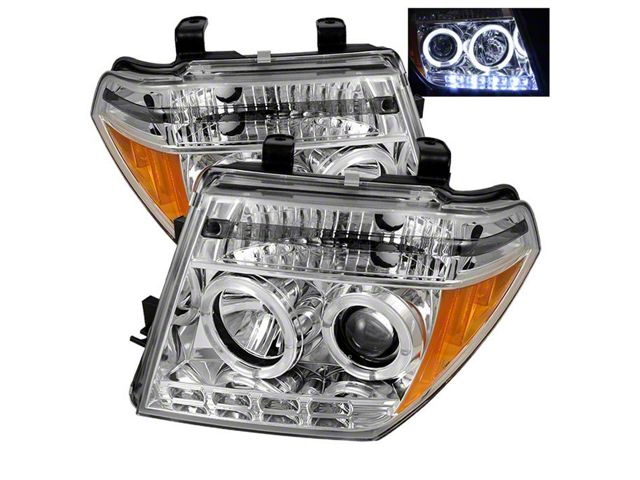 Signature Series LED Halo Projector Headlights; Chrome Housing; Clear Lens (05-08 Frontier)