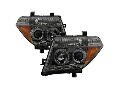 Signature Series LED Halo Projector Headlights; Chrome Housing; Smoked Lens (05-08 Frontier)