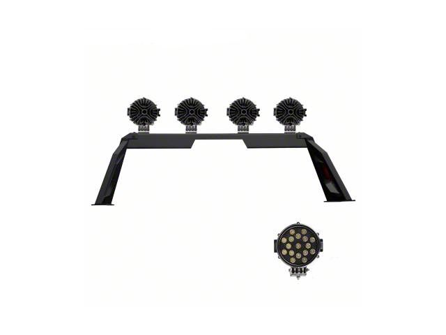 Armour Roll Bar with 7-Inch Black Round LED Lights; Black (05-21 Frontier)