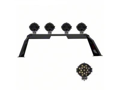 Armour Roll Bar with 7-Inch Black Round LED Lights; Black (05-21 Frontier)