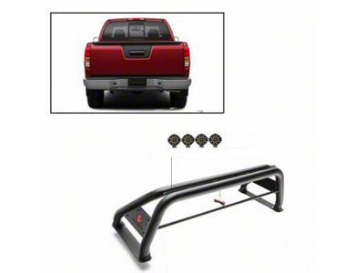Classic Roll Bar with 7-Inch Black Round LED Lights; Black (05-21 Frontier)