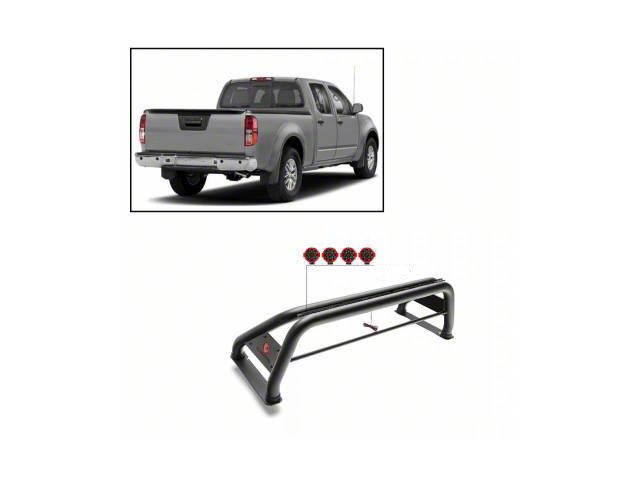 Classic Roll Bar with 7-Inch Red Round LED Lights; Black (05-21 Frontier)
