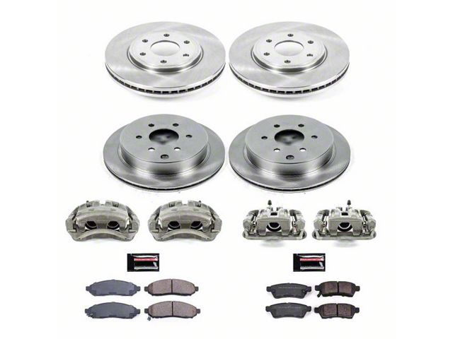 PowerStop OE Replacement 6-Lug Brake Rotor, Pad and Caliper Kit; Front and Rear (16-19 2.5L Frontier)