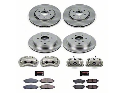 PowerStop OE Replacement 6-Lug Brake Rotor, Pad and Caliper Kit; Front and Rear (16-24 V6 Frontier)