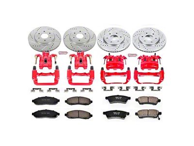 PowerStop Z23 Evolution 6-Lug Brake Rotor, Pad and Caliper Kit; Front and Rear (05-15 2.5L Frontier)
