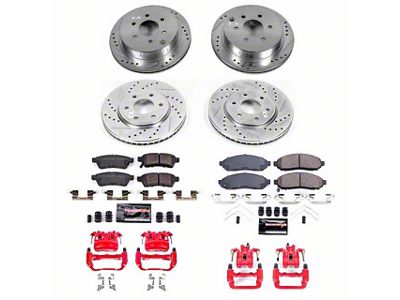 PowerStop Z23 Evolution 6-Lug Brake Rotor, Pad and Caliper Kit; Front and Rear (16-19 2.5L Frontier)