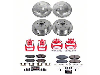 PowerStop Z23 Evolution 6-Lug Brake Rotor, Pad and Caliper Kit; Front and Rear (16-24 V6 Frontier)