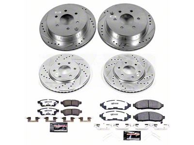PowerStop Z36 Extreme Truck and Tow 6-Lug Brake Rotor and Pad Kit; Front and Rear (16-19 2.5L Frontier)