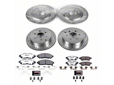 PowerStop Z36 Extreme Truck and Tow 6-Lug Brake Rotor and Pad Kit; Front and Rear (16-24 V6 Frontier)
