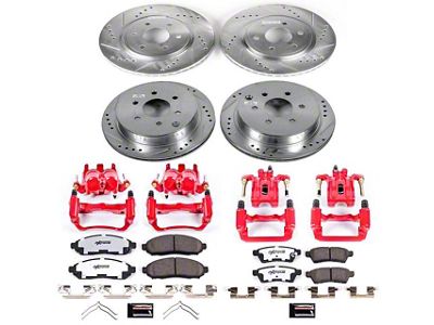 PowerStop Z36 Extreme Truck and Tow 6-Lug Brake Rotor, Pad and Caliper Kit; Front and Rear (05-15 V6 Frontier)