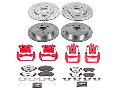 PowerStop Z36 Extreme Truck and Tow 6-Lug Brake Rotor, Pad and Caliper Kit; Front and Rear (05-15 2.5L Frontier)