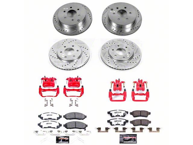 PowerStop Z36 Extreme Truck and Tow 6-Lug Brake Rotor, Pad and Caliper Kit; Front and Rear (16-19 2.5L Frontier)