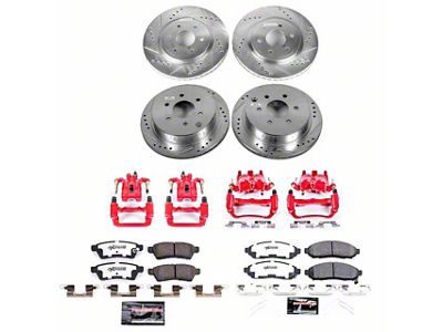 PowerStop Z36 Extreme Truck and Tow 6-Lug Brake Rotor, Pad and Caliper Kit; Front and Rear (16-24 V6 Frontier)