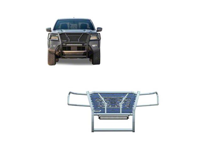 Rugged Heavy Duty Grille Guard with 20-Inch Double Row LED Light Bar; Black (22-24 Frontier)