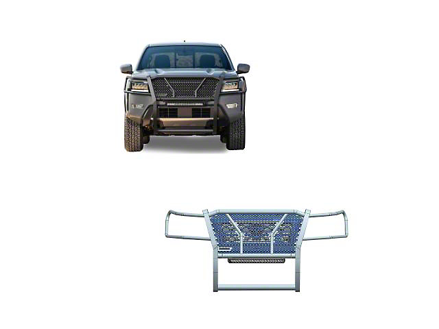Rugged Heavy Duty Grille Guard with 20-Inch Single Row LED Light Bar; Black (22-23 Frontier)