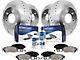 Drilled and Slotted 6-Lug Brake Rotor, Pad, Brake Fluid and Cleaner Kit; Front and Rear (05-19 V6 Frontier)