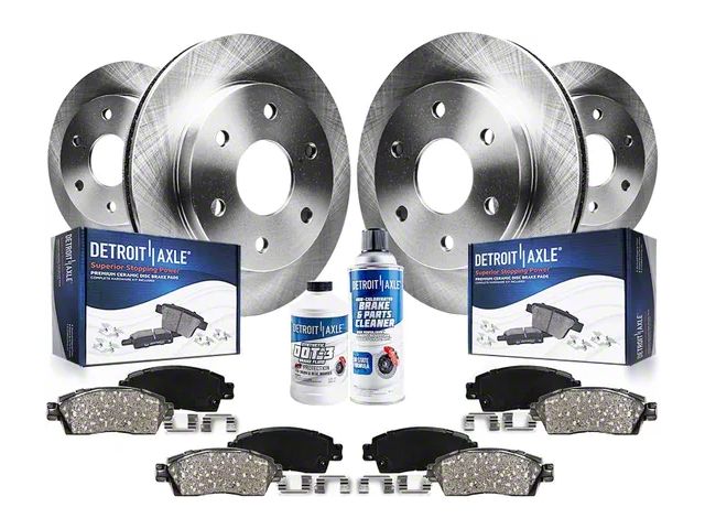 Vented 6-Lug Brake Rotor, Pad, Brake Fluid and Cleaner Kit; Front and Rear (05-19 2.5L Frontier)