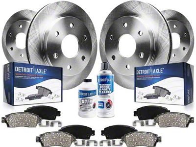 Vented 6-Lug Brake Rotor, Pad, Brake Fluid and Cleaner Kit; Front and Rear (05-24 V6 Frontier)