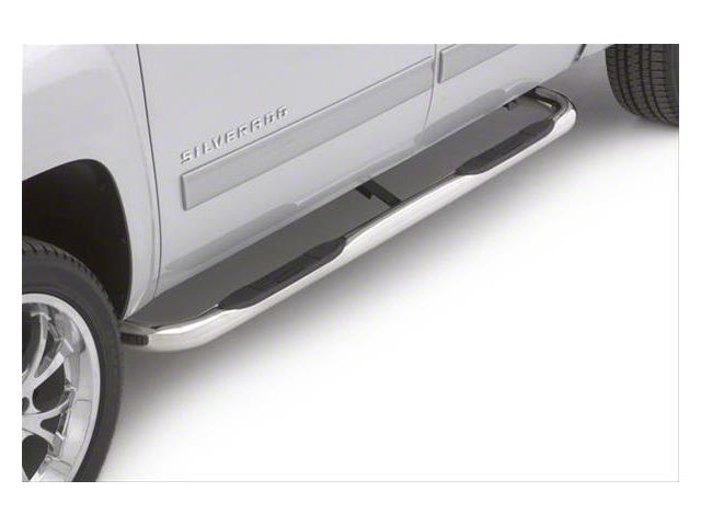 3-Inch Round Bent Nerf Side Step Bars; Polished Stainless (05-20 Frontier Crew Cab)