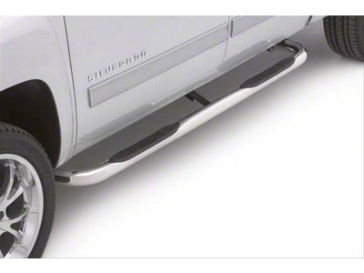 3-Inch Round Bent Nerf Side Step Bars; Polished Stainless (05-20 Frontier Crew Cab)