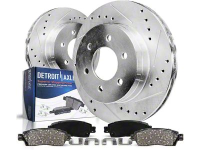 Drilled and Slotted 6-Lug Brake Rotor and Pad Kit; Front (05-24 V6 Frontier)