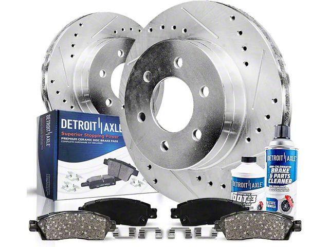 Drilled and Slotted 6-Lug Brake Rotor and Pad Kit; Front (05-24 V6 Frontier)