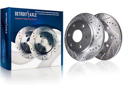 Drilled and Slotted 6-Lug Rotors; Front Pair (05-19 2.5L Frontier)