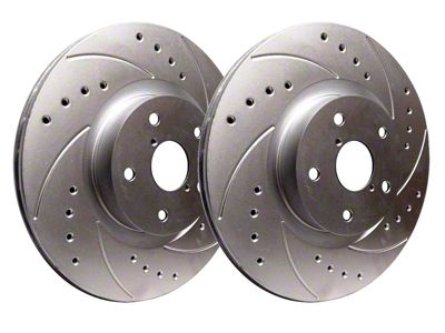 SP Performance Cross-Drilled and Slotted 6-Lug Rotors with Silver ZRC Coated; Rear Pair (05-24 Frontier)