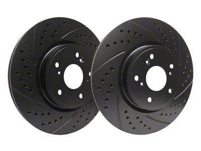 SP Performance Double Drilled and Slotted 6-Lug Rotors with Black ZRC Coated; Front Pair (05-24 V6 Frontier)