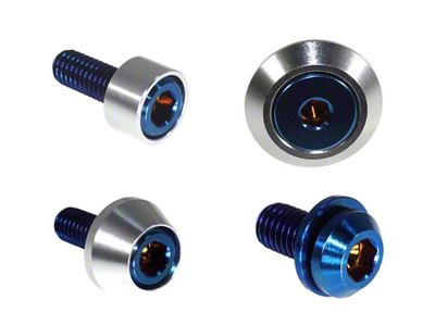 ZSPEC Design Hood Latch and Hinges Fasteners; Titanium and Billet; Blue/Silver (22-24 Frontier)
