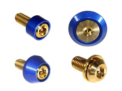 ZSPEC Design Hood Latch and Hinges Fasteners; Titanium and Billet; Gold/Blue (22-24 Frontier)