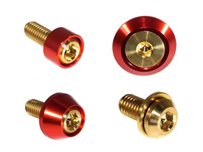 ZSPEC Design Hood Latch and Hinges Fasteners; Titanium and Billet; Gold/Red (22-24 Frontier)