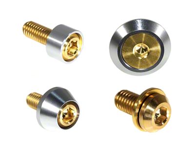 ZSPEC Design Hood Latch and Hinges Fasteners; Titanium and Billet; Gold/Silver (22-24 Frontier)