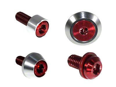ZSPEC Design Hood Latch and Hinges Fasteners; Titanium and Billet; Red/Silver (22-24 Frontier)