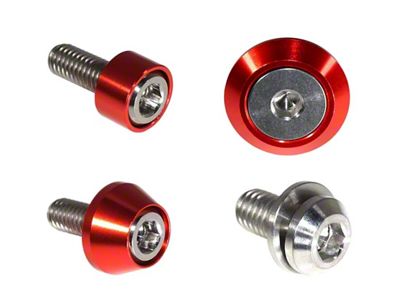 ZSPEC Design Hood Latch and Hinges Fasteners; Titanium and Billet; Silver/Red (22-24 Frontier)