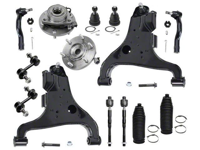 Front Lower Control Arms with Wheel Hub Assemblies, Sway Bar Links and Tie Rods (08-12 4WD Titan)