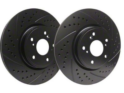 SP Performance Double Drilled and Slotted 6-Lug Rotors with Black ZRC Coated; Rear Pair (17-24 Titan)