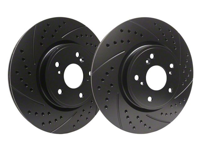 SP Performance Double Drilled and Slotted 6-Lug Rotors with Black Zinc Plating; Front Pair (16-17 Titan XD)